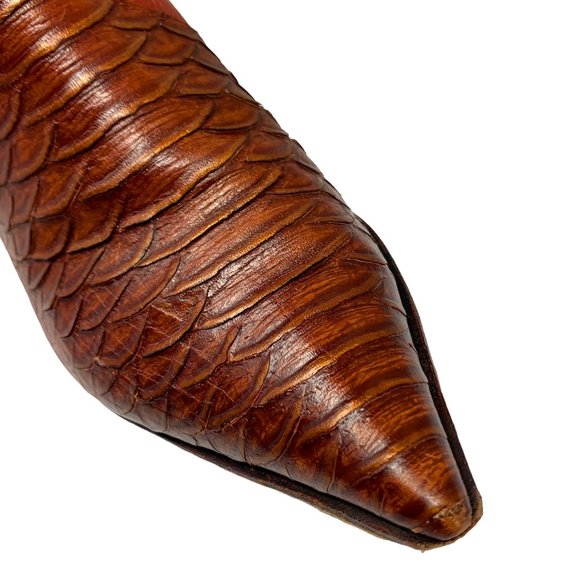 Pour L'Amour Italian Cognac‎ Leather Pointed Mid Calf Zip Boots - Picture 8 of 15